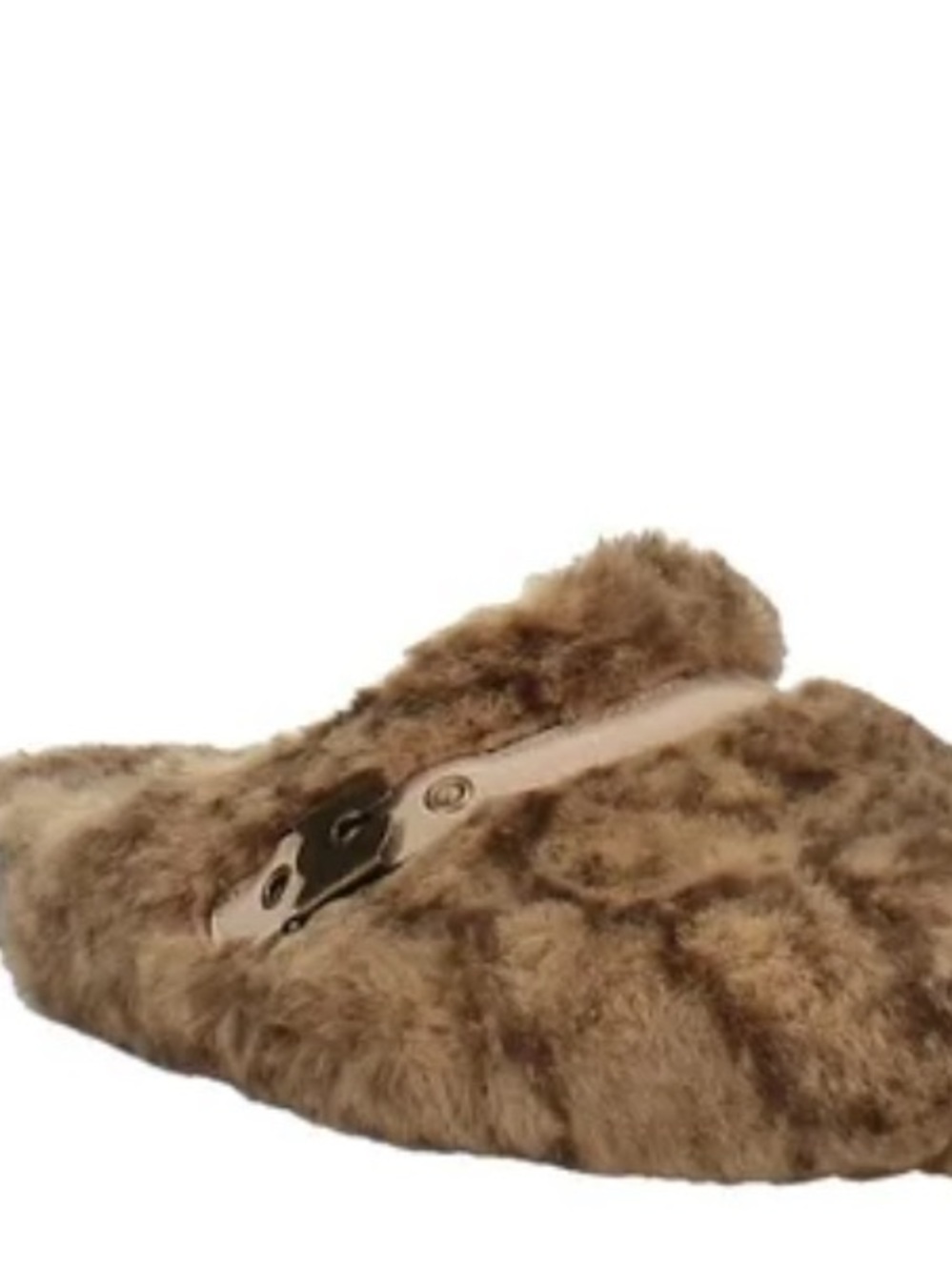 Faux Fur Brown Women's Slip-On Slippers - Picture 1 of 4
